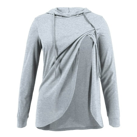 

Juebong Women s Maternity Nursing Hoodie Sweatshirt Tops Going Home Outfit for Mom After Birth Comfy Long Sleeve Breastfeeding Tee Shirts Plus Round Neck Pregnancy Drawstring Hooded Pullover Tops