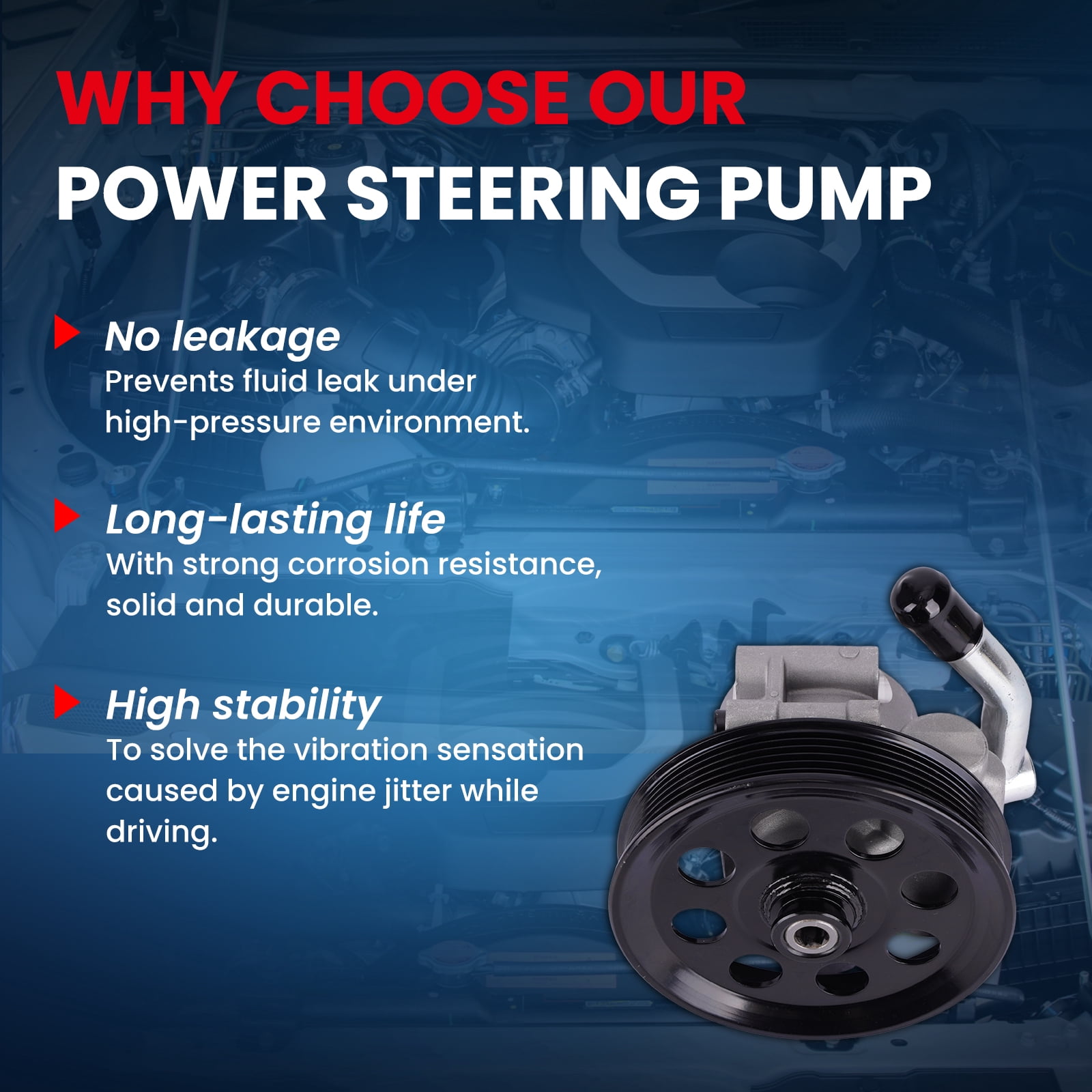 MOCA AUTOPARTS Power Steering Pump Fit for 2011-2016 F-250 F-350 Super Duty 6.2L
