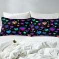 thumbnail image 5 of Erosebridal Neon Hearts Full Fitted Sheet Rainbow Love Heart Sheets , Psychedelic Galaxy Bed Sheets Gradient Glowing Stars Bed Cover, Black Girly Bed Set Lightweight (Deep Pocket), 5 of 5