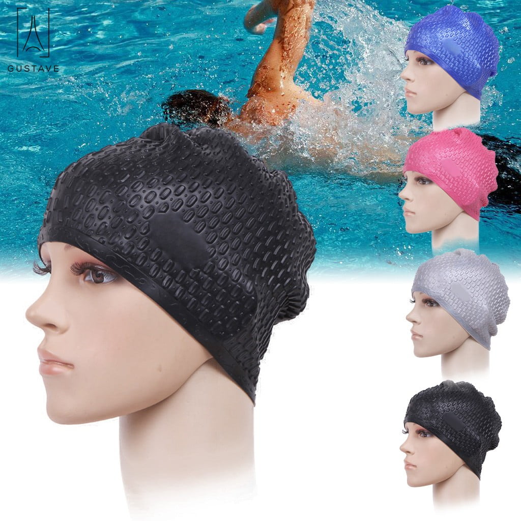 Swimming Cap Long Hair Protect Bathing Swim Pool Hat Elastic for Men Women CB 