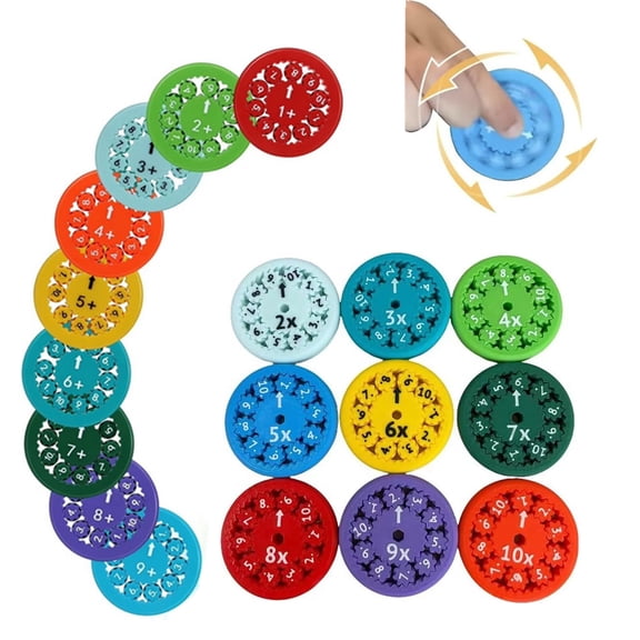 Math Facts Fidget Spinners, Math Facts Fidget Spinners for All The Stimmers, Multiplication Chat Game Fidget tool for Adults (18Pcs)