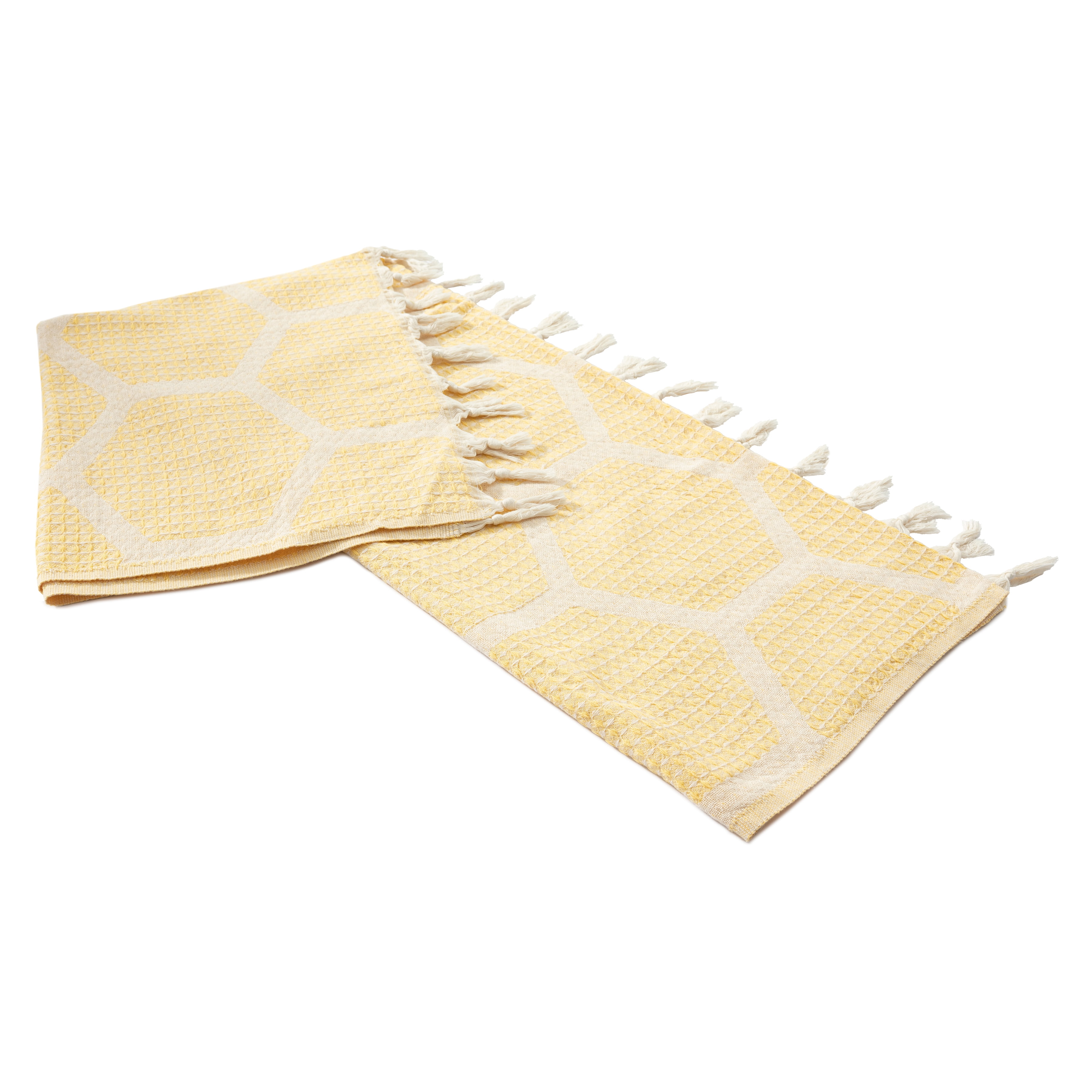 Ox Bay Yellow Honeycomb Hexagon Ultra-Soft Turkish Cotton Adult Throw Blanket, 50" x 60'