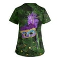 thumbnail image 4 of Garbnen Womens Scrub Tops Mardi Gras Stretch V Neck Short Sleeve Workwear Nursing Uniforms with Pocket Carnival Fat Tuesday Top Shirt S-5xl, 4 of 4