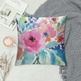 thumbnail image 2 of QZHH  Throw Pillow Cover Flowers Watercolor Peonies Pink Turquoise Summer Girly Decorative Pillow Case Home Decor Square Pillowcase, 2 of 5