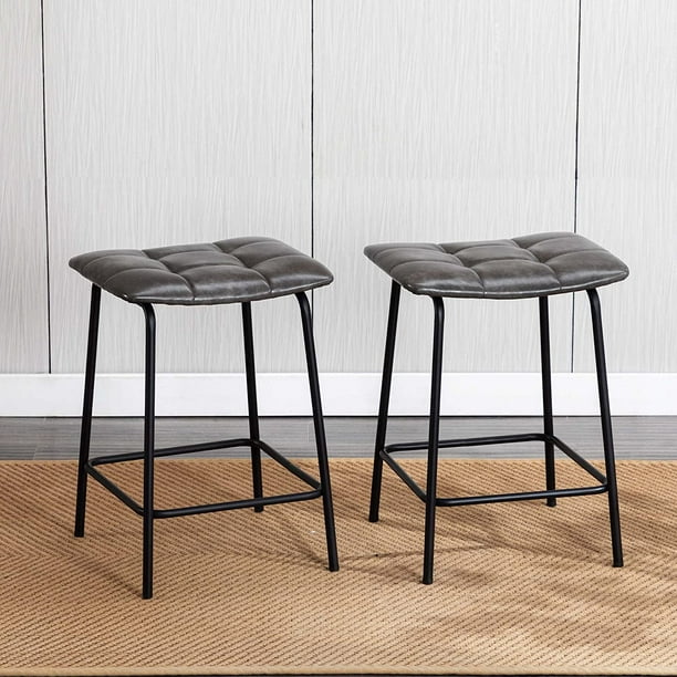 Duhome Modern Counter Stools Set of 2, Faux Leather Counter Height Bar Stools for Kitchen Island