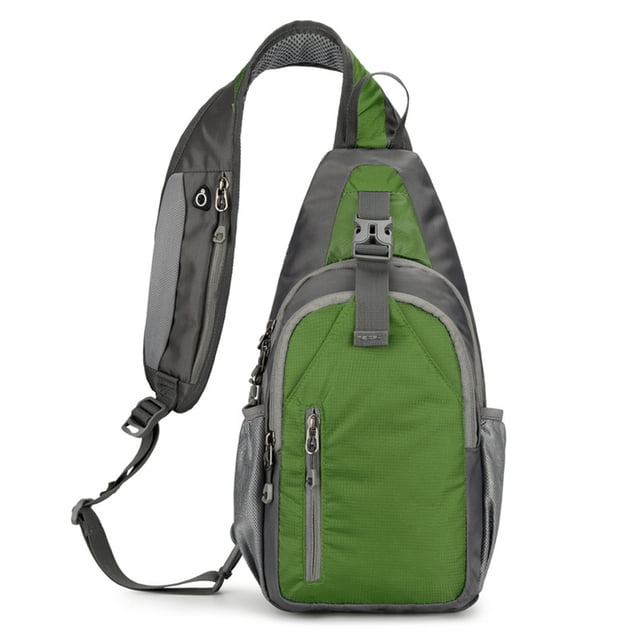 yeacher Sac Bandoulière Imperméable pour Hommes - Sac de Poitrine Léger pour l'Extérieur avec Port USB et Trou pour Écouteurs, Sangle Ajustable, 3 Compartiments, Vert Foncé
