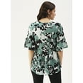 thumbnail image 3 of DressBerry Women’s Printed Rayon Crepe Top V Neck Elbow Sleeves Buttoned Front Waist Length Regular Wear Light Weighted Casual Summer Top, 3 of 7