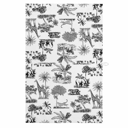 Tiger Giraffe 1 Pack Kitchen Towel Water Absorbent Dish Towel Animals Vintage Black White Forest Decorative Hand Towels - Quick Drying Cloth for Cooking Baking 18x28 Inch