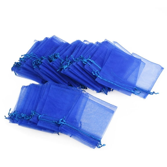 HAKIDZEL Organza Drawstring Pouches Royal Blue 100Pcs 3.5x4.7in