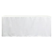Your Chair Covers - 8 ft x 30 inches Fitted Polyester Rectangular Tablecloth Open Back White