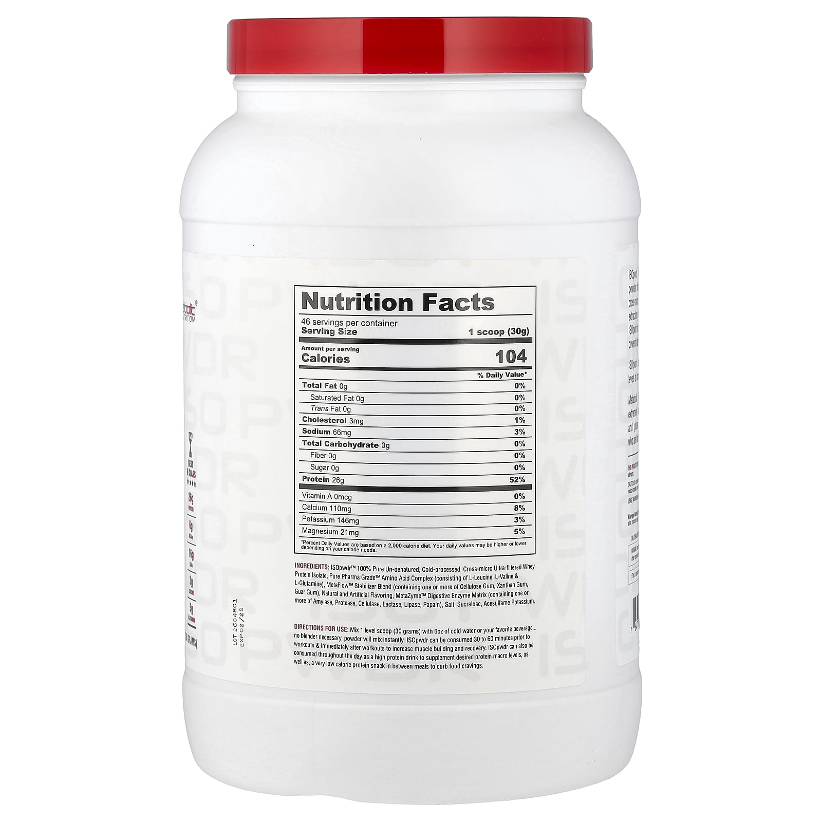 Metabolic Nutrition ISOpwdr, Whey Protein Isolate, Strawberry Cream, 3.04 lb (1,380 g)