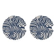 thumbnail image 4 of Round Ceramic Car Coasters 2 Pack Absorptive Clean Cork Bottom For Anti-Slip Use On Most Cars Zebra Print Style Steelblue_3, 4 of 8