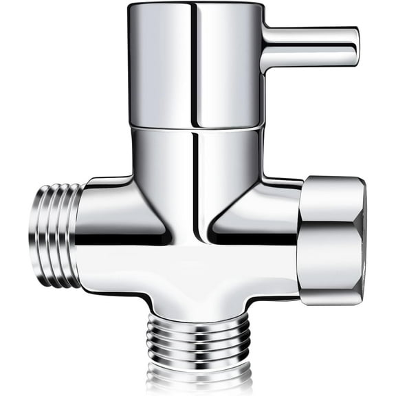 Shower Head Diverter Valve, G1/2" Shower Arm Diverter, 3-Way Universal Solid Brass Shower Diverter Valve for Hand Shower Head and Fixed Spray Head, Silver