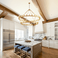 thumbnail image 2 of Magic Home 48-Lights Wagon Wheel Chandelier,2 Tier Extra Large Farmhouse Chandelier Light Fixture,Round Rustic Lighting,Glod, 2 of 5