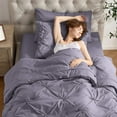 thumbnail image 3 of Virtu Twin XL Comforter Set, Bed In A Bag 5 Pc Pleated Bedding Set, Dusty Purple, 3 of 10