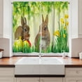 thumbnail image 2 of Ambesonne Easter Bunny Kitchen Curtains, Easter Rabbits, 55"x45", Multicolor Fern Green, 2 of 3