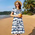 thumbnail image 4 of Easygdp Palm Tree para Vestido Transpirable de Mujer, Vestido Suelto de Manga Corta con Pliegues y Bolsillos para el Verano, 4 of 6