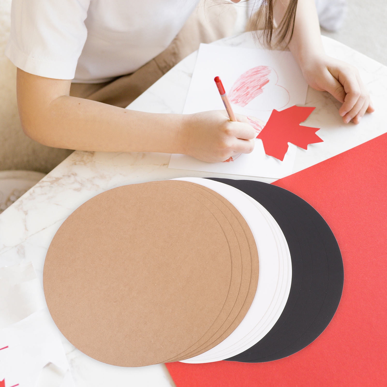 YUYUETIME Kraft Paper Cards Round Painting Cardboard Black 60Pcs For Art Projects