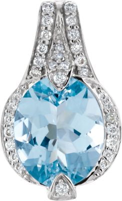 Bonyak Jewelry 14k White Gold Imitation Aquamarine March Birth Month Stone 14 Necklace