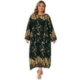 thumbnail image 3 of DARING DIVA Plus Size Boho Crew Neck Long Sleeve Belt Flowy Maxi Dress 2X Black, 3 of 7