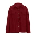 thumbnail image 3 of AOOCHASLIY Women Winter Coat Women's Corduroy Buttoned Cardigan Long Sleeve Lapel Loose Padded Shirt Tops with Poket, 3 of 4