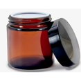 thumbnail image 1 of Vivaplex, 12, Ambre, 4 oz, Bocaux Ronds en Verre, avec Doublures Intérieures et Couvercles Noirs, 1 of 5
