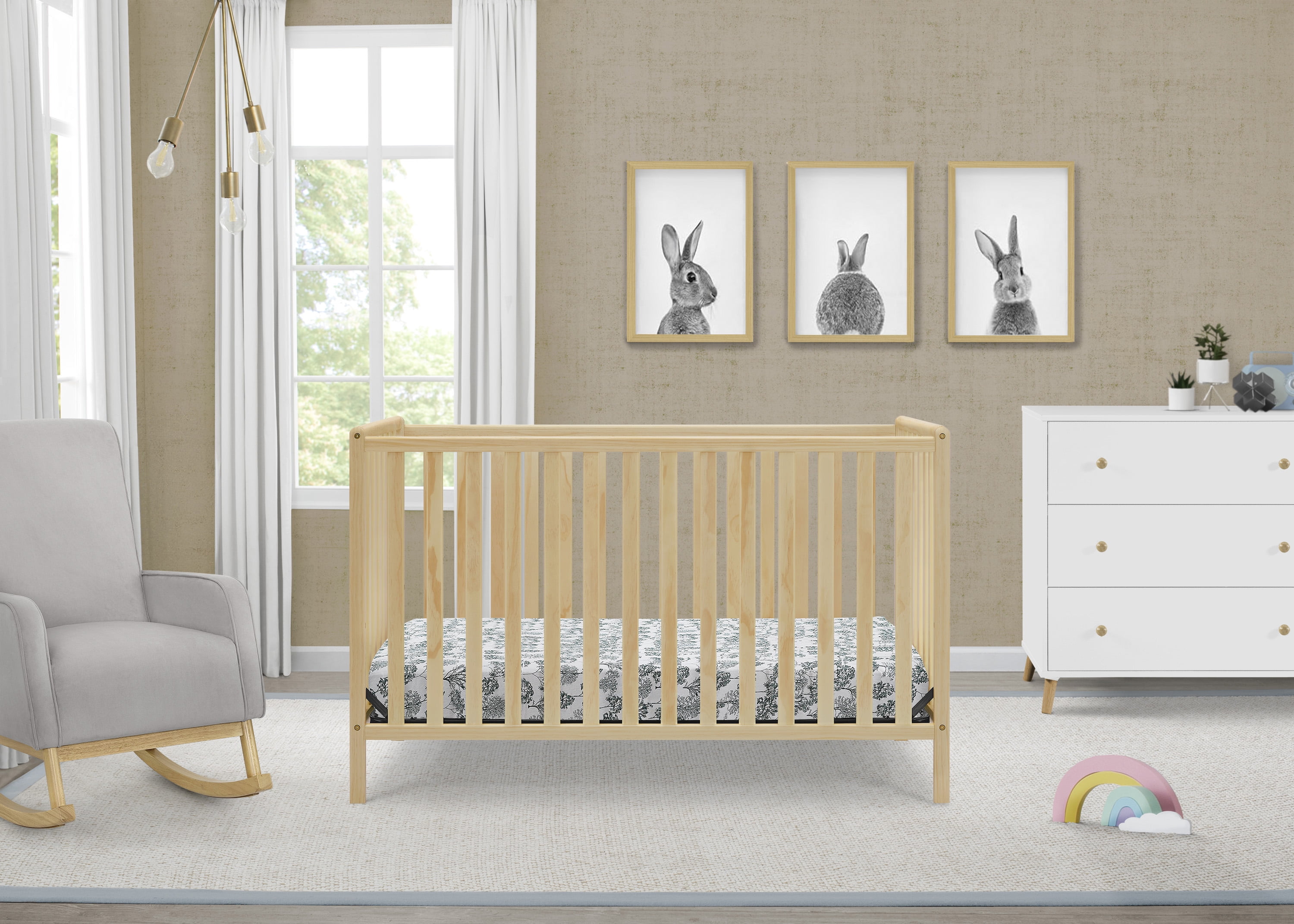 Delta Children Heartland 4-in-1 Convertible Crib - Greenguard Gold Certified, Natural Pine