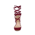 thumbnail image 6 of BLISSFUL STEP Women's Clear Strap Platform Lace up Block Heel Sandals Burgundy 10, 6 of 8