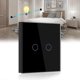 thumbnail image 1 of Touch Switch, Black 2 Gang 2 Way Light Switch with LED Display Light, Touch Switch with Touch Sensor Crystal Glass Panel, 1 of 4