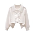 thumbnail image 6 of PWPSG Girls Back to School Dress Shirts Cotton Tops Kids Long Sleeve Lapel Blouses Solid Button Down Tee Shirts Elegant Shirts for Party & Class & Daily White 3 Years, 6 of 9