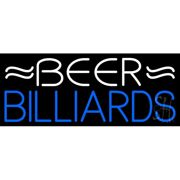 Beer Billiards 1 LED Neon Sign 13 x 32 - inches, Black Square Cut Acrylic Backing, with Dimmer - Bright and Premium built indoor LED Neon Sign for wall décor, arcarde, and storefront.