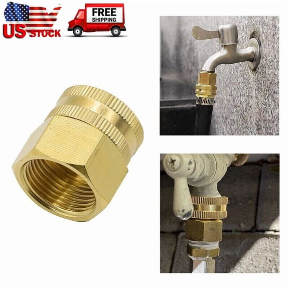 PURELY- 1 Brass Garden Hose Adapter Connector 3/4" Ght To 3/4" Npt Thread Double Female