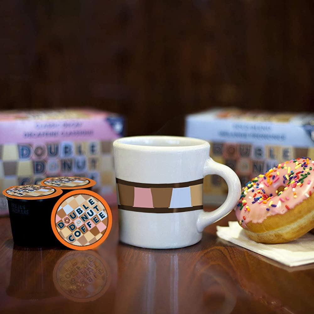 Double Donut Coffee Cappuccino Pods, Caramel Cappuccino, Single Serve for Keurig K Cups Brewers, 24 Count