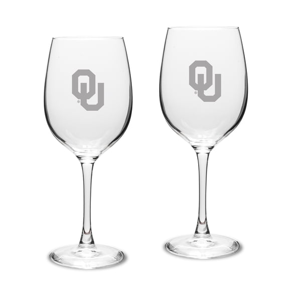 Oklahoma Sooners 2-Piece 16oz. White Wine Glasses Set