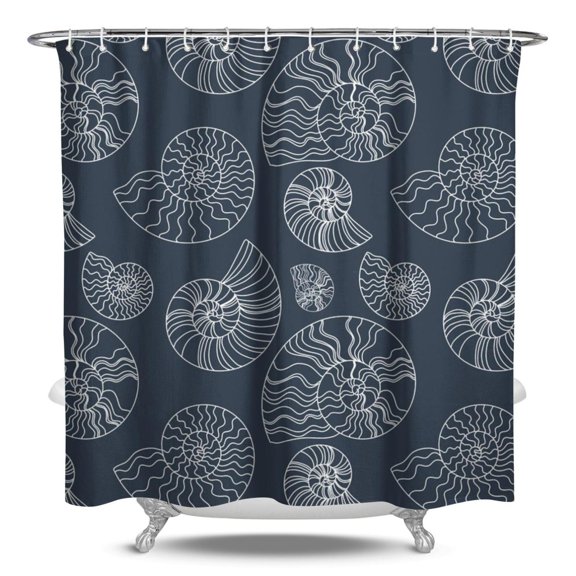 Tropical Seashell Shower Curtain - Vibrant Marine Life Ocean-Themed Fabric with 12 Rustproof Hooks, Waterproof Bathroom Decor for 84x72in
