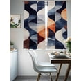 thumbnail image 4 of Navy Blue Burnt Orange Sheer Curtains 63 Inch Length 2 Panels Set, Geometric Retro Abstract Voile Window Treatment Rod Pocket Curtains Sheers Drapes for Bedroom/Living Room/Kitchen 52x"63"x2, 4 of 7