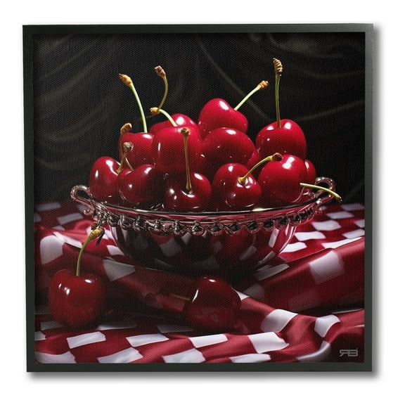 Stupell Industries Plump Cherries Still Life Food & Beverage Painting Black Framed Art Print Wall Art, 12 x 12