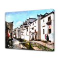 thumbnail image 1 of Póster de lienzo con pintura al óleo de un pueblo acuático chino, decoración para dormitorio, paisaje deportivo, decoración para oficina, regalo, estilo marco, 20 x 30 cm, 1 of 8
