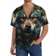 thumbnail image 1 of Fotbe Realistic Style Colorful Wolf Camisa Estampada de Manga Corta para Hombre, Casual de Verano, Estilo Playero, Sin Arrugas-X-Large, 1 of 5
