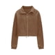 thumbnail image 3 of Chaqueta deportiva de polar de moda para mujer, de manga larga, sin capucha, informal, con cuello alto y cremallera. Abrigo para mujer., 3 of 5