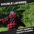 thumbnail image 3 of Reversible Sherpa and Micro-Mink Oversized Wearable Throw Blanket Hoodie, Red Gingham Pattern, Unisex One size Fits Most, 3 of 7
