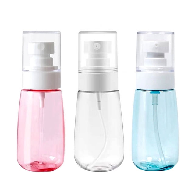 3 piezas 60ml Kit de botellas de viaje portátiles Botellas de spray Botellas dispensadoras Botellas de bomba vacías para viajes al aire libre (Estilo de boquilla de colores aleatorios para aleatorio)