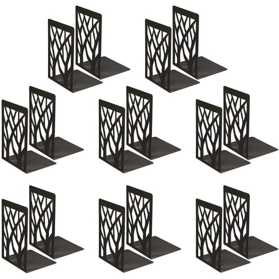 MSDADA Book Ends, Desk Bookends Heavy Duty, Book Ends Holder for Shelves, Metal Bookends for Office&School, Book Shelf Holder Home Decorative, Bookend Supports, Book Stoppers (Black, 8 Pairs)