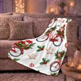 thumbnail image 6 of Christmas Bicycle Flannel Blanket, White Red Green Present Boxes Holly Berry Cookie Ornament Pattern for Sofa Couch Bed Living Room Bedroom Home Decor Holiday Gift for Bike Lovers, 6 of 9