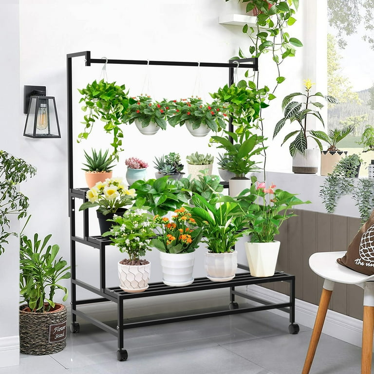SERBASIC Plant Stand Indoor Outdoor, 3 Tiered Heavy Duty