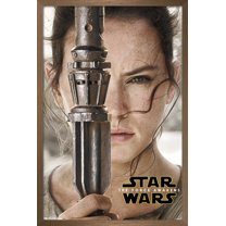 Star Wars: The Force Awakens - Rey Portrait Wall Poster, 14.725" x 22.375", Framed