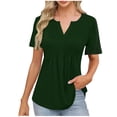 thumbnail image 1 of Camisas de Manga Corta para las Mujeres Casual Color Sólido Plisado V-Cuello Blusas, Moda Verano Top para Diario Y Fiesta, 1 of 7