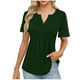 thumbnail image 1 of Camisas de Manga Corta para las Mujeres Casual Color Sólido Plisado V-Cuello Blusas, Moda Verano Top para Diario Y Fiesta, 1 of 7