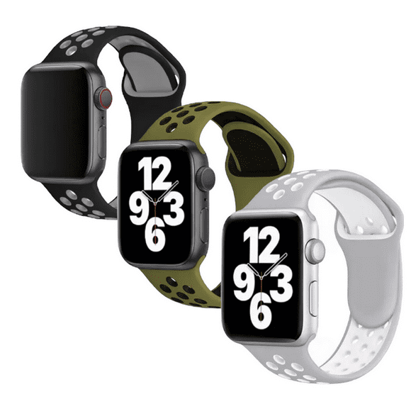Paquete de 3 correas para Apple Watch estilo Sport, compatibles para todas las series y tamaños: 45mm, 44mm, 42mm, 41mm, 40mm, 38mm Mamá Pulpo Paquete Sport