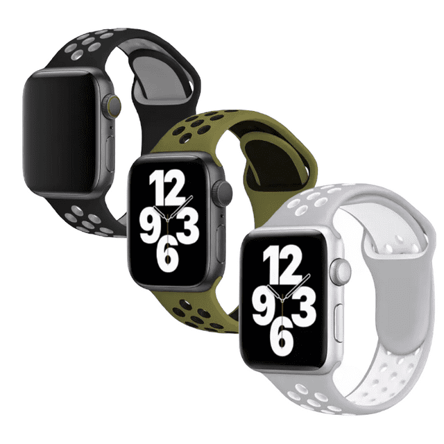 Paquete de 3 correas para Apple Watch estilo Sport, compatibles para todas las series y tamaños: 45mm, 44mm, 42mm, 41mm, 40mm, 38mm Mamá Pulpo Paquete Sport